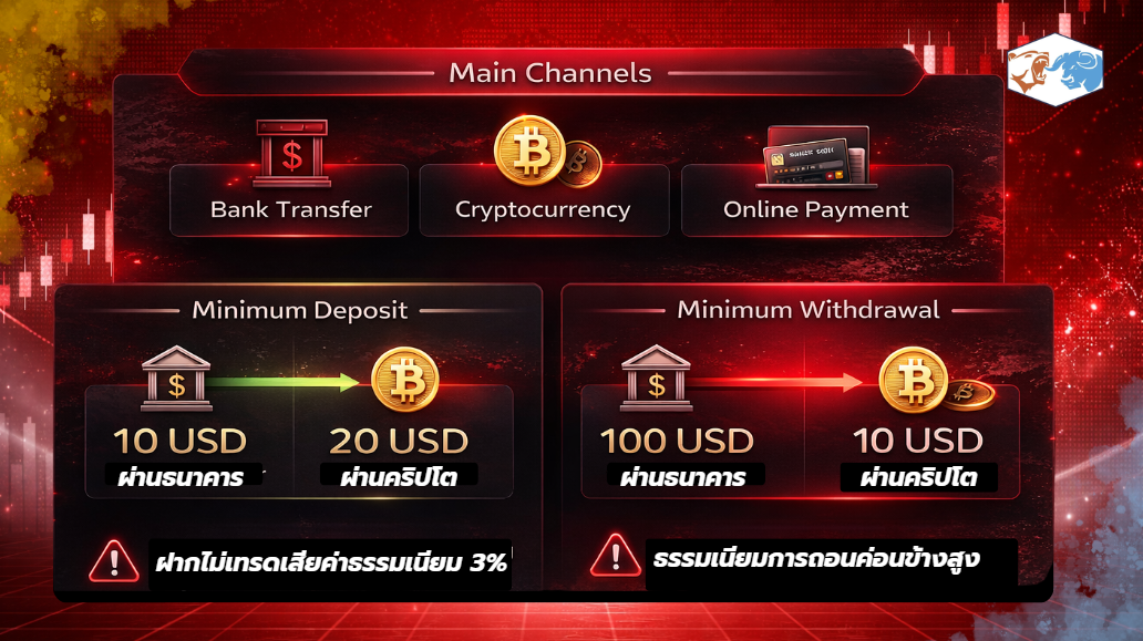 ช่องทางฝากถอนเงินและเงินฝากขั้นต่ำของ IronFX